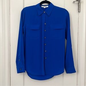 Two by Vince Camuto Silk Button-Up Blouse Shirt